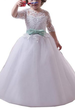 Robe de cortège enfant naturel de mode de bal avec fleurs en tulle au niveau de cou - Photo 1