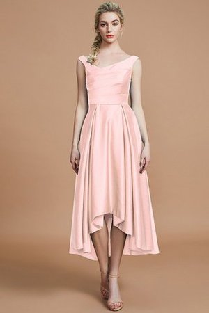 Robe demoiselle d'honneur naturel courte ligne a v encolure en satin - Photo 26