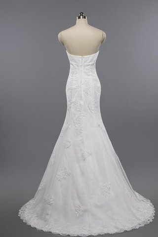 Robe de mariée longueru au niveau de sol manche nulle decoration en fleur de sirène en tulle - Photo 2