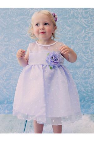 Robe de cortège enfant plissé ceinture a-ligne avec fleurs col u profond - Photo 1