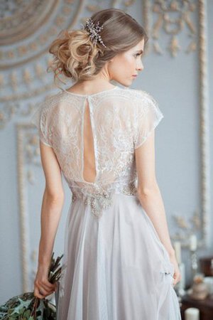 Robe de mariée nature jusqu'au sol avec chiffon avec perle trou de serrure - Photo 4