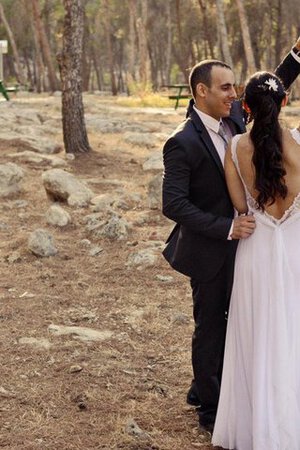 Vestido de Novia de Hasta el suelo de Encaje Adorno de Baja escote en V - Foto 4