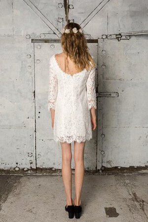 Robe de mariée naturel courte avec manche longue avec zip de col bateau - Photo 4