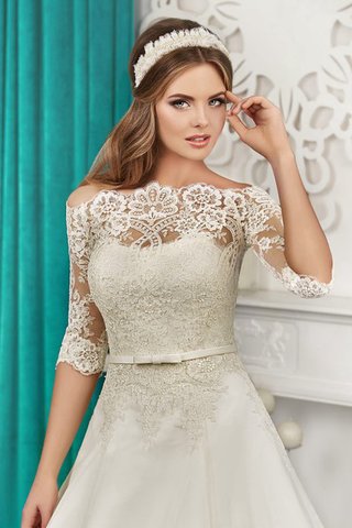 Robe de mariée longueur au ras du sol appliques avec nœud à boucles ligne a - Photo 2