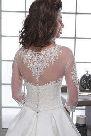 Abito da Sposa con Tre Quarti Lunghezza Maniche A Terra con Applique Tondo con Piega Elegante - Foto 5