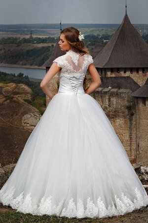 Robe de mariée manche nulle cordon appliques en tulle avec nœud - Photo 5