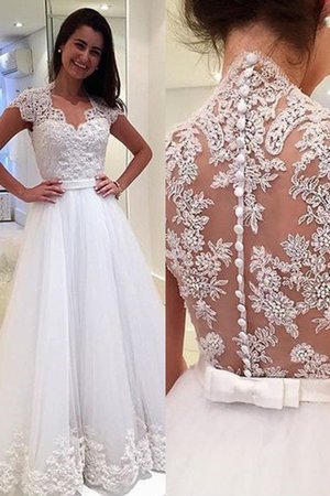 Abito da sposa naturale in tulle assorbente a sala in pizzo con applique - Foto 1