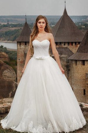 Abito da Sposa Naturale con Fiocco A Terra Spazzola Treno A-Line in Tulle - Foto 3