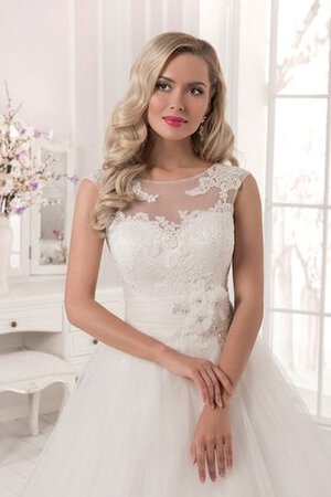 Abito da Sposa con Fiore con Applique A-Line Naturale Barchetta in Tulle - Foto 2