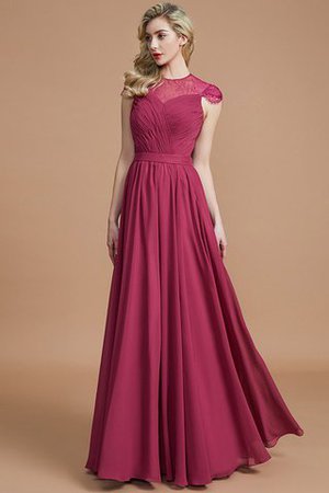 Normale Taille A-Linie Chiffon Kurze Ärmeln Brautjungfernkleid mit Schaufel Ausschnitt - Bild 3