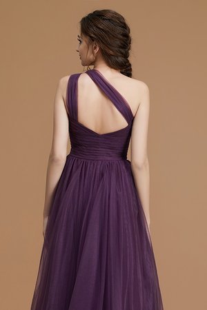 Robe demoiselle d'honneur ruché passionnant d'épaule asymétrique en tulle jusqu'au sol - Photo 8