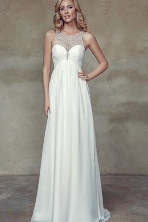 Robe de mariée simple ruché avec chiffon jusqu'au sol avec perle - Photo 1