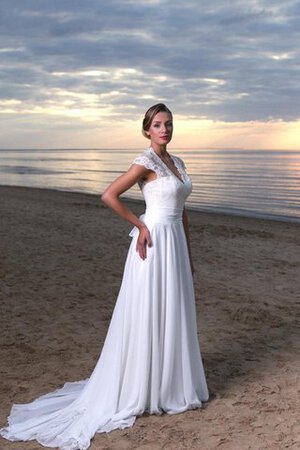 Abito da Sposa con Fusciacca moda con Nastro con Applique con Manica Corte V-Scollo - Foto 3