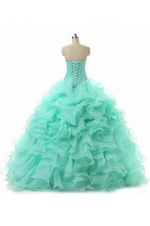 Robe de quinceanera decoration en fleur en organza en satin avec gradins avec broderie - Photo 2