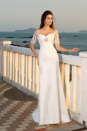 Robe de mariée longue avec manche courte gaine au bord de la mer en satin - Photo 1