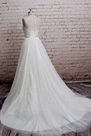 Abito da Sposa A-Line Naturale in Tulle A Terra con Fusciacca con Nastro - Foto 2