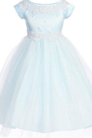 Robe de cortège enfant naturel col en bateau longueur au ras du sol en satin en tulle - Photo 1