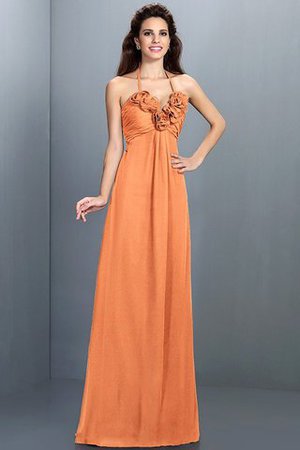 Robe demoiselle d'honneur avec chiffon avec fleurs de princesse a-ligne jusqu'au sol - Photo 20