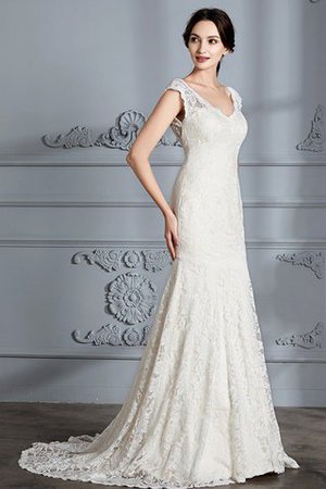 Elegante Vestido de Novia de Natural de Escote en V de Encaje Adorno de Cola Barriba - Foto 6