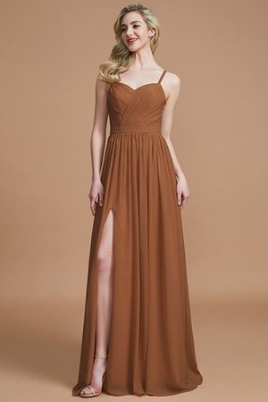 Robe demoiselle d'honneur naturel avec chiffon ruché manche nulle a-ligne - Photo 9