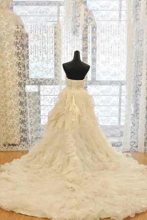 Robe de mariée naturel en organza manche nulle de traîne moyenne col en forme de cœur - Photo 2