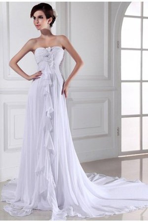 Robe de mariée longue cordon avec fleurs de traîne mi-longue avec chiffon - Photo 1