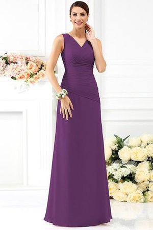 Empire Taille Enganliegendes Ärmelloses Brautjungfernkleid mit Drapierung aus Chiffon - Bild 5