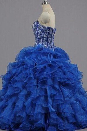 Ärmelloses normale Taille Organza Perlenbesetztes langes Quinceanera Kleid mit Bordüre - Bild 4