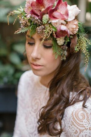 Robe de mariée simple impressioé vintage de col haut avec manche longue - Photo 3