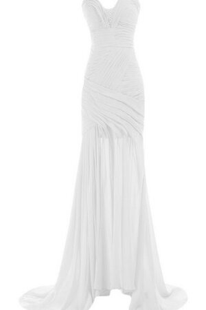 Robe mère de mariée en chiffon fermeutre eclair de traîne courte de col en cœur ruché - Photo 4