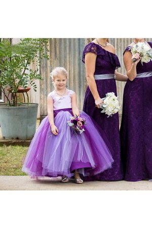 Vestido de Floristas de Corte princesa en Tul de Manga tapada de Arco Acentuado de Flores - Foto 4