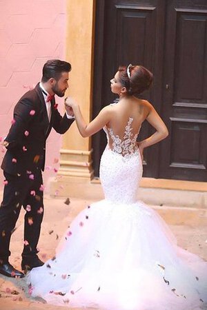 Vestido de Novia en Encaje de Escote de Tirantes Espaguetis de Apliques - Foto 3