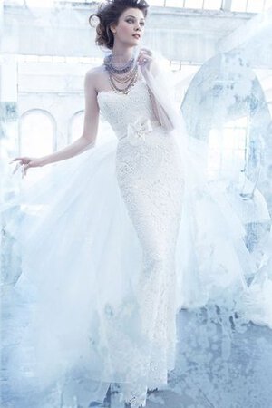 Abito da Sposa in Pizzo Ball Gown con Fusciacca Naturale con Nastro Spazzola Treno - Foto 1