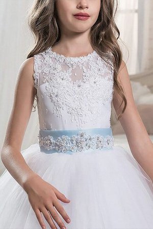 Abito da Cerimonia Bambini Ball Gown in Tulle Tondo Naturale Senza Maniche - Foto 3