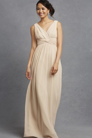 Robe demoiselle d'honneur chic avec sans manches avec chiffon v encolure ruché - Photo 2