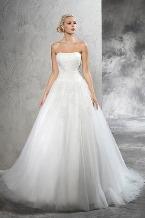 Robe de mariée distinguee longue en satin appliques de mode de bal - Photo 4