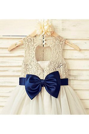 Robe de cortège enfant naturel a-ligne encolure ronde textile en tulle avec fleurs - Photo 4