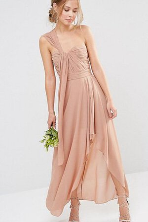 Robe demoiselle d'honneur haut bas manche nulle fermeutre eclair en chiffon a-ligne - Photo 1