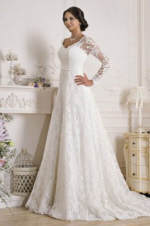 Abito da Sposa V-Scollo Coda A Strascico Corto in Pizzo Elegante A-Line A Terra - Foto 3