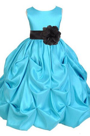 Abito da Cerimonia Bambini Tondo con Increspature in Taffeta con Fiore Cerniera A-Line - Foto 1