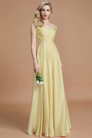 Ärmelloses A Linie Chiffon Normale Taille V-Ausschnitt Brautjungfernkleid - Bild 14