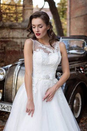 Vestido de Novia de Corte-A de Hasta el suelo de Espalda con ojo de cerradura - Foto 3