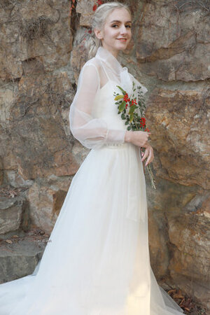 Vestido de Novia de Corte-A en Tul de Cola Barriba de Alta calidad - Foto 4