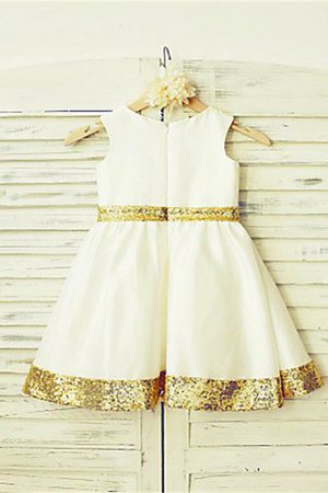 Robe de cortège enfant naturel avec fleurs en satin avec zip manche nulle - Photo 2