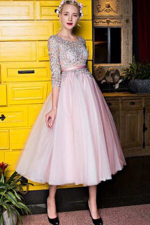 Robe de bal simple modeste col u profond avec décoration dentelle avec nœud - Photo 4