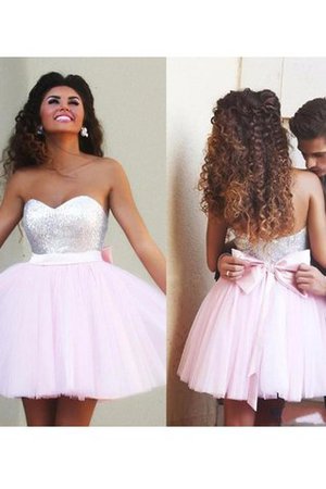 Robe de graduation naturel bref de princesse en tulle avec perle - Photo 1