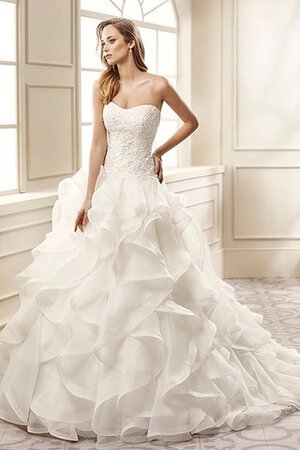 Vestido de Novia de Volante de Escote sin tirantes de Cola Corte de Escote Corazón - Foto 1