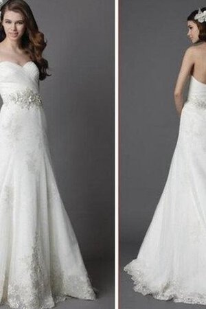 Abito da Sposa con Applique con Increspato Elegante con Criss-cross Senza Maniche A-Line - Foto 2