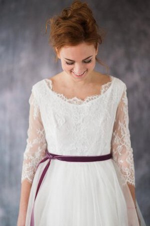 Robe de mariée en organza longueur au ras du sol ceinture en étoffe a-ligne avec ruban - Photo 3