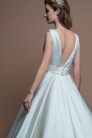 Abito da Sposa A-Line seducente in Raso Semplice Vintage Schiena Nuda - Foto 2